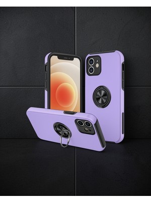 TeknoKapsül Apple Iphone 12 Kılıf Elit Yüzüklü Kapak - Mor