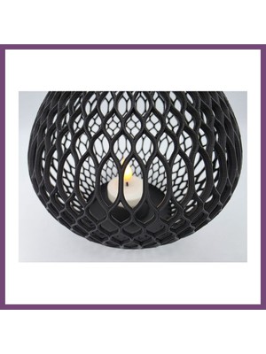 Bezos Izgara Desenli Büyük Boy Tealight Mumluk Dekoratif Mum Tutucu Gambera1