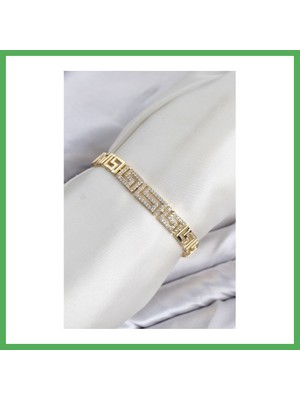 Astraltech cm Labirent Model Zirkon Taşlı Vıp Seri Gold Renk Pirinç Kadın Bileklik Bezoss