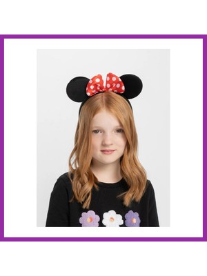 Bezos Kırmızı Fiyonklu Minnie Mouse Taç Fare Tacı Kafa Bandı BEZ10