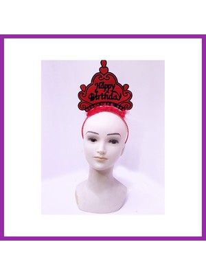 Bezos Happy Birthday Neon Kırmızı Renk Doğum Günü Tacı 24X15 cm BEZ10