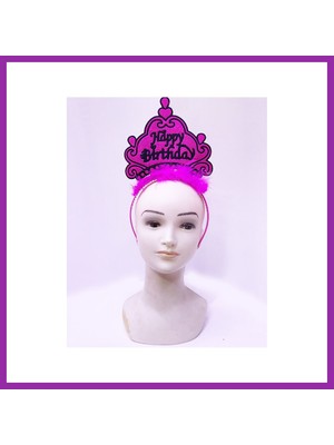 Bezos Happy Birthday Neon Fuşya Renk Doğum Günü Tacı 24X15 cm BEZ10