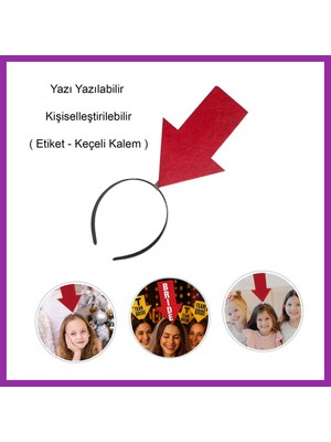 Bezos Kişiselleştirilebilir Ok Taç ? Üzerine Yazı Yazılabilen Parti Tacı Kırmızı Renk BEZ10