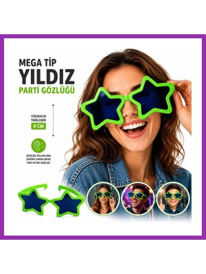 Salmore Mega Tip Yıldız Parti Gözlüğü Yeşil Renk Bty
