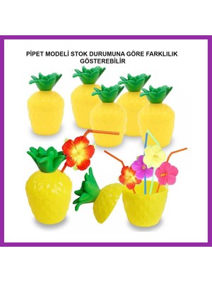 Bezos Ananas Hawaii Luau Aloha Pipetli Içecek Kabı Bardak 10X13 cm 1 Adet BEZ10