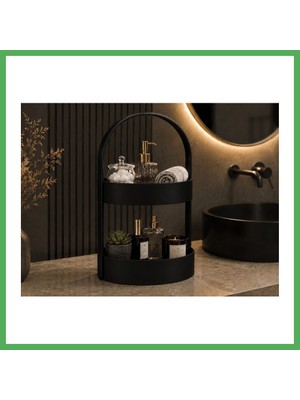 Astraltech 3D Baskı Iki Katlı Banyo Düzenleyici - Taşınabilir Organizer ve Saklama Standı-Siyah Bezoss