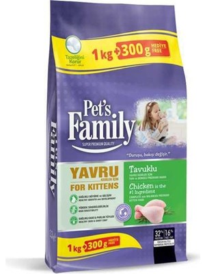 Yavru Kedi Maması Tavuk 1000+300GR 1 Adet