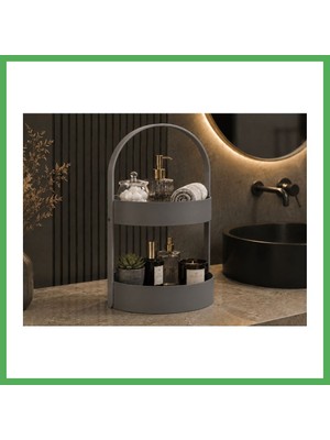 Astraltech 3D Baskı Iki Katlı Banyo Düzenleyici - Taşınabilir Organizer ve Saklama Standı-Gri Bezoss