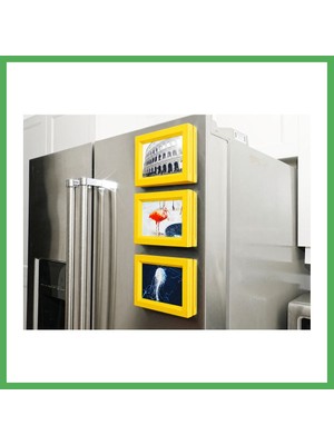 Astraltech 3D Baskı 3lü Magnet Fotoğraf Çerçevesi Seti - Buzdolabı Için Mini Manyetik Resim Çerçevesi, Dekoratif Magnet-Sarı Bezoss