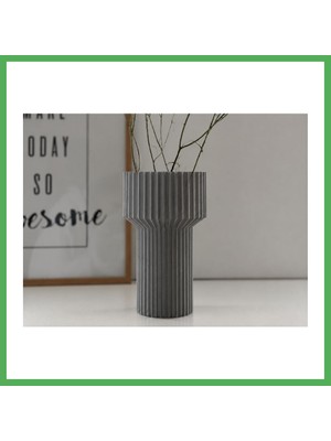 Astraltech 3D Baskı Modern Dekoratif Çiçek Vazosu - Minimal Silindir Tasarımlı Masaüstü Vazo, Ev ve Ofis Dekoru-Gri Bezoss