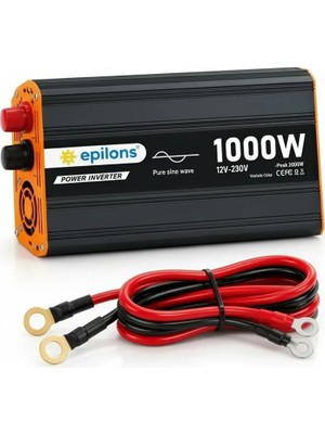 Eco Lounge 1000W Tam Sinüs Inverter 12V Dc 220V Ac Çevirici USB Çıkışlı Araç Karavan Solar Güç Dönüştürücü