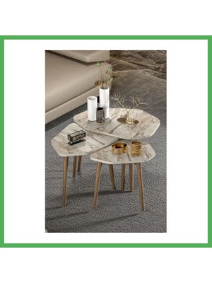 Astraltech Trio Zigon Sehpa Bej 3'lü Bezoss