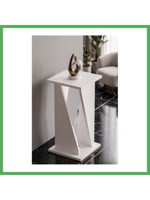 Astraltech Yan Sehpa Modern Zigon Sehpa Dekoratif Çok Amaçlı Sehpa Vizyon 6035 Beyaz Bezoss