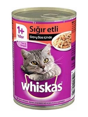 Gravy Soslu Sığır Etli Yetişkin Kedi Konservesi 24 Adet 400 gr