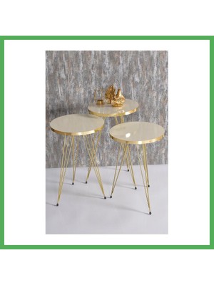 Astraltech Zigon Sehpa Gold Krem Tel Bezoss