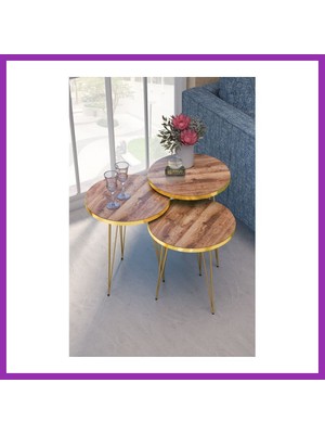 Salmore Zigon Sehpa Gold Ceviz Tel Bty