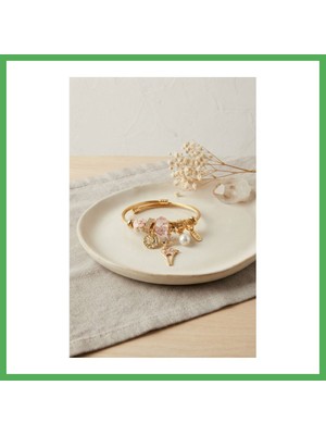 Astraltech Geyik Model Gold Renk Pembe Charmlı Bileklik Bezoss