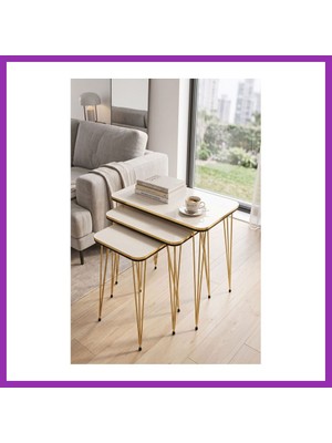 Salmore Zigon Sehpa Kr Çift Gold Beyaz Tel Bty