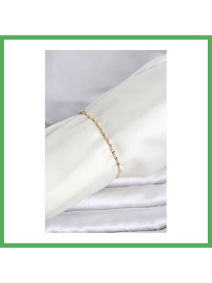 Astraltech cm 14K Gold Renk Yassı Ezme Burgu Model Kadın Bileklik Bezoss