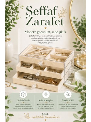 Yüzük Kolye Bileklik Saat Için Çekmeceli Kadife Takı Organizer Kutusu