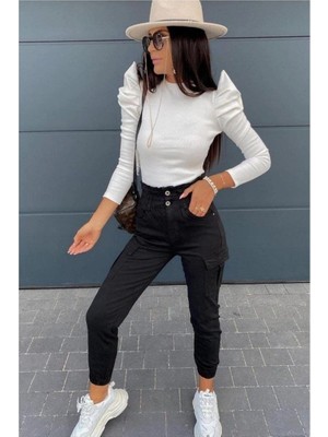 Bezos Esnek Sandy Bluz Bisiklet Kollu Yaka Uzun Kumaş · Renk: Mavi · Beden: L Gambera1