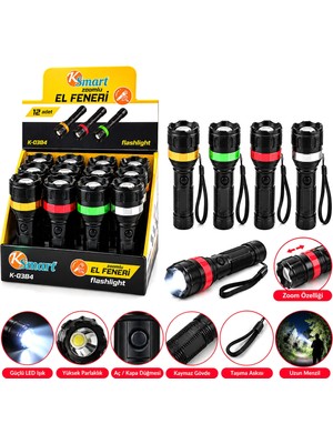 Eco Lounge 12 Adet Zoomlu El Feneri 3xaaa Pilli Renkli Plastik K-0384 BX40