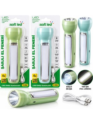 Eco Lounge 2ın1 Softled Şarjlı El Feneri USB - Type-C Şarjlı 1 LED 1.2W - 14 LED 2.4W K-0965 BX40