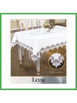 Astraltech Gardenya Keten Leydi Model Krem 160X220 cm Zarif Çeyizlik Yemek Masası Örtüsü Dekoru Bezoss
