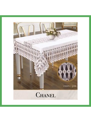 Astraltech Chanel Model Gardenya Keten Krem-Krem 160X260 cm Şık Dekoratif Masa Örtüsü Bezoss
