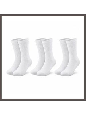 Nexora Living Unisex Beyaz Soket Çorap 3'lü Set %80 Pamuk Dikişsiz Burun Takviyeli Esnek Günlük Spor Çorabı Konfor Nxrlvng