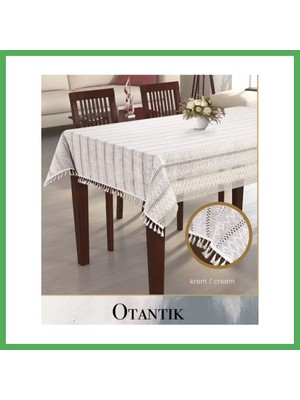 Astraltech Otantik Krem 150X260 cm Pamuklu Masa Örtüsü Şık Yemek Masası Dekoru Bezoss