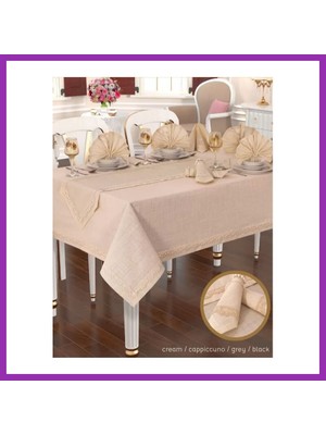 Salmore Linen 12 Kişilik 26 Parça 155 × 220 cm Premium Sofra Takımı Bty