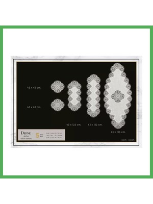Astraltech Salon Takımı 5 Parça Keten Dantelli Masa Örtüsü Runner Seti Defne Model -Krem-Krem Bezoss