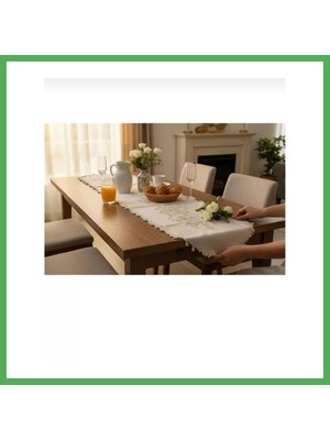 Astraltech Simella Altın Simli Işlemeli Masa Runneri 50X140 cm Şık Masa Dekoru Bezoss