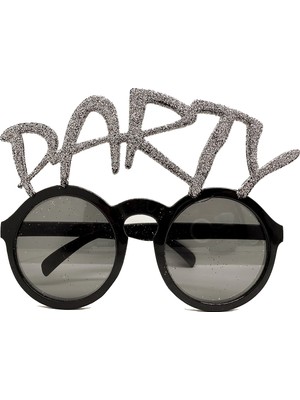 Eco Lounge Gümüş Simli Party Yazılı Parti Gözlüğü Show 15X7 cm BX40