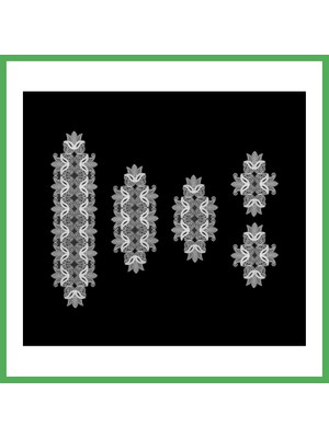 Astraltech Zarif Model Simli Oksit Renk Dantelli Masa Örtüsü Runner Seti Çeyizlik Salon Takımı 5 Parça Bezoss