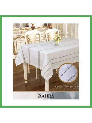 Astraltech Sahra Model Kapicino 160X220 cm Polyester Ajurlu Keten Masa Örtüsü Modern Dekor Bezoss