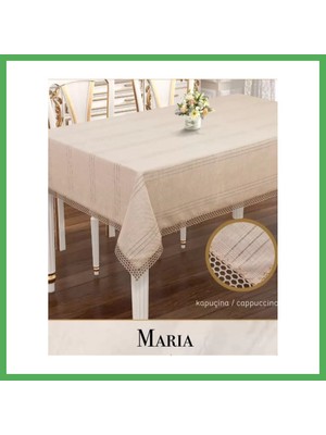 Astraltech Maria Model Kapiçino 155X220 cm Keten Masa Örtüsü Zarif Şık Ev Tekstili Bezoss