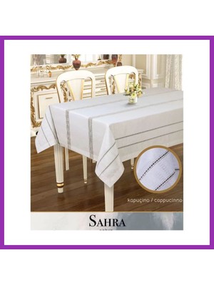 Salmore 160X260 cm Sahra Kapiçino Polyester Ajurlu Keten Dantelli Modern Masa Tasarımı Bty