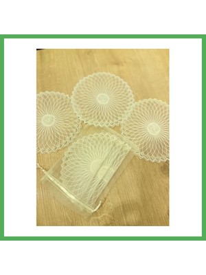 Astraltech 6 Lı Dantel Kahve Sunumluğu 15X15 cm Asorti Desenli Türk Kahvesi Sunum Seti Bezoss