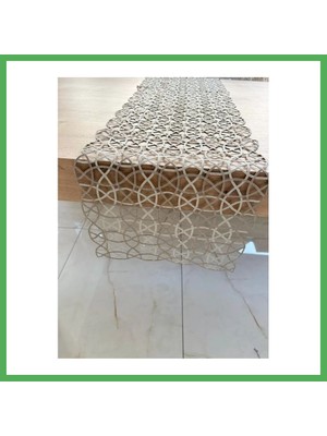 Astraltech Salon Takımı Angles Çeyizlik Krem Kapi Runner Set 5 Parça Işlemeli Ranır Masa Sehpa Konsol Örtüsü Bezoss