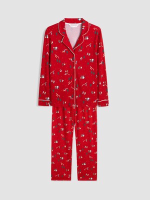 Lc Waikiki Yeni Sezon Kırmızı Yılbaşı Temalı Kadın Pijama Takımı