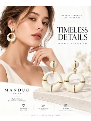 Xuping Jewelry Xupıng Jewelry Manduo Gold Detaylı Yuvarlak Sallantılı Kadın Küpe Siyah ve Beyaz