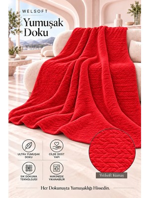 Battaniye Rashell Welsoft Jakarlı Tek Kişilik 150X220CM Yumuşak Dokulu Sıcak Tutan Konforlu