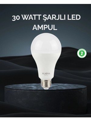 Marsilyan Şarjlı LED Ampul 30 Watt Soğuk Beyaz