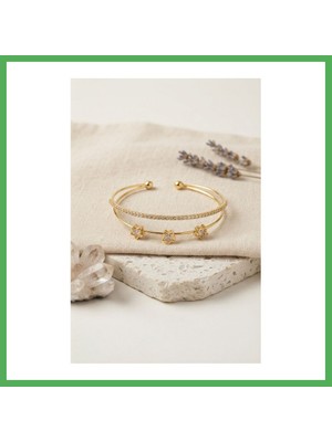 Astraltech Yıldız Model Zirkon Taşlı Gold Renk Kadın Bileklik Bezoss