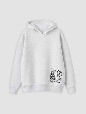 Lc Waikiki Yeni Sezon Gri Baskılı Kız Çocuk Kalın Sweatshirt