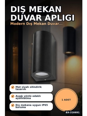 Eco Lounge Dış Mekan Duvar Apligi GU10 Duy 10W Uyumlu IP65 Bahce Balkon Aplik Kasasi 1 Adet BX-316691