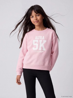 Lc Waikiki Yeni Sezon Pembe Baskılı Kız Çocuk Sweatshirt