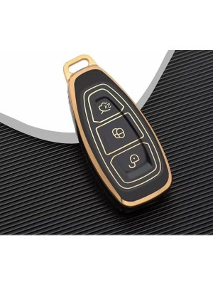 Autohan Keys Lüks Ford Anahtar Kılıfı, Siyah-Altın Renk, Focus Fiesta Kuga Mondeo Smax Cmax Ecosport Modelleri Için Nano Koruyucu